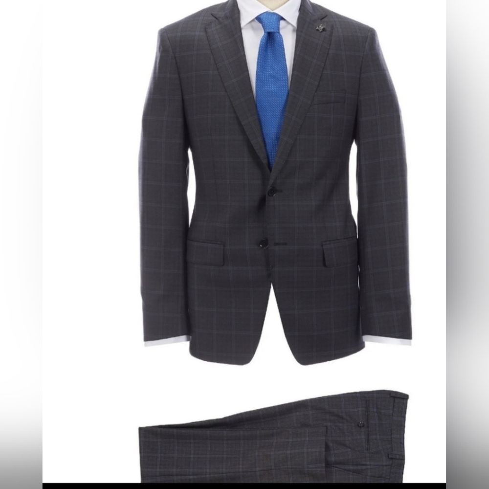 Psycho Bunny Plaid Wool Blend  Suit